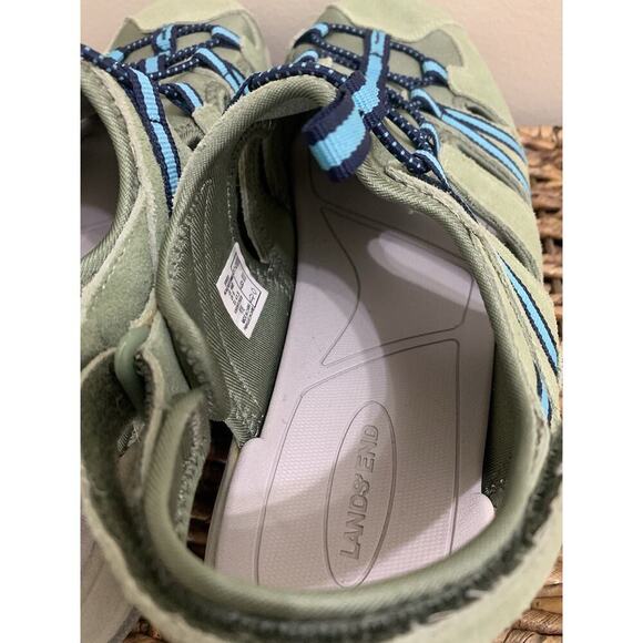 Lands' End Hiking Walking Sandals Closed Toe Adjustable Strap Green Blue 10D - Picture 9 of 9